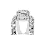 Cushion Cut Wide Open Split Shank Engagement Ring Setting | Pavé Strands | Sterling Silver