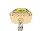 Emerald Cut Milgrain Halo Engagement Ring Setting for a Fancy Yellow Lab-Grown Diamond | Pavé Shoulders | Yellow Gold