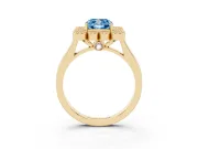 Cushion Cut Milgrain Cluster Halo Engagement Ring Setting for a Fancy Blue Lab-Grown Diamond | Plain Band | Yellow Gold