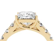 Princess Cut Cut-Down Side Stone Engagement Ring Setting | Scalloped Shoulders | Yellow Gold