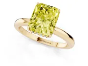 Radiant Cut Engagement Ring Setting for a Fancy Yellow Lab-Grown Diamond | Hidden Halo | Yellow Gold
