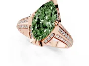 Marquise Hidden Halo Engagement Ring Setting for a Fancy Green Lab-Grown Diamond | Triple Row Pavé Band | Rose Gold