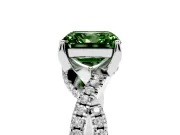 Asscher Cut Twisted Pave Engagement Ring Setting for a Fancy Green Lab-Grown Diamond | Split Shank | Platinum