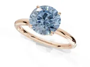 Round Hidden Halo Engagement Ring Setting for a Fancy Blue Lab-Grown Diamond | Rose Gold