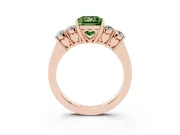 Princess Cut 5 Stone Engagement Ring Setting for a Fancy Green Lab-Grown Diamond | Rose Gold