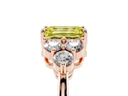 Emerald Cut Cluster Side Stone Engagement Ring Setting for a Fancy Yellow Lab-Grown Diamond | Plain Band | Rose Gold