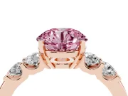 Round Five Stone Engagement Ring Setting for a Fancy Pink Lab-Grown Diamond | Rose Gold