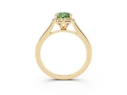 Pear-Shaped Halo Engagement Ring Setting for a Fancy Green Lab-Grown Diamond | Plain Polished Band | Yellow Gold
