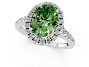 Oval Raised Halo Engagement Ring Setting for a Fancy Green Lab-Grown Diamond | Sterling Silver