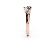 Heart-Shaped Three Stone Engagement Ring Setting for a Black Center | Plain Squared Band | Rose Gold