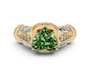 Heart-Shaped Vintage Milgrain Engagement Ring Setting for a Fancy Green Lab-Grown Diamond | Hidden Halo | Yellow Gold