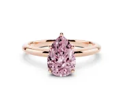 Pear-Shaped Micro-Prong Hidden Halo Engagement Ring Setting for a Fancy Pink Lab-Grown Diamond | Plain Band | Rose Gold
