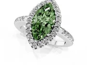 Marquise Pave Halo Engagement Ring Setting for a Fancy Green Lab-Grown Diamond | Pave Band | Platinum