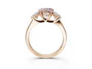 Heart-Shaped Three Stone Engagement Ring Setting for a Fancy Pink Lab-Grown Diamond | Wide Tapered Shoulders | Rose Gold