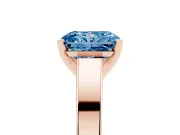 Fancy Blue Radiant Cut Diamond Solitaire Engagement Ring Set in Rose gold with Prong Setting and Tapered Band
