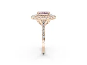Radiant Cut Double Halo Engagement Ring Setting for a Fancy Pink Lab-Grown Diamond | Pave Shoulders | Rose Gold
