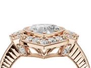 Heart-Shaped Vintage Halo Engagement Ring Setting | Art Deco Side Panels | Rose Gold