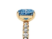 Radiant Cut Pavé Engagement Ring Setting for a Fancy Blue Lab-Grown Diamond | Yellow Gold
