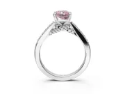 Radiant Cut Pavé Solitaire Engagement Ring Setting for a Fancy Pink Lab-Grown Diamond | Crossover Gallery | Platinum