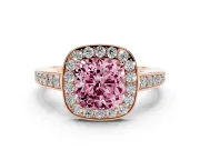 Cushion Cut Framed Halo Engagement Ring Setting for a Fancy Pink Lab-Grown Diamond | Rose Gold