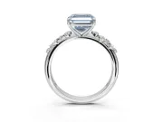 Asscher Cut Graduated Solitaire Engagement Ring Setting for a Fancy Blue Lab-Grown Diamond | White Gold