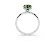 Fancy Green Round Cut Diamond Solitaire Engagement Ring Set in White gold with Prong Setting and Polished Band