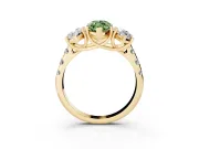 Marquise Three Stone Engagement Ring Setting for a Fancy Green Lab-Grown Diamond | Accented Shoulders | Yellow Gold