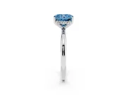 Fancy Blue Radiant Cut Diamond Solitaire Engagement Ring Set in White gold with Prong Setting and Polished Band