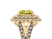 Asscher Cut Halo Split Shank Engagement Ring Setting for a Fancy Yellow Lab-Grown Diamond | Yellow Gold