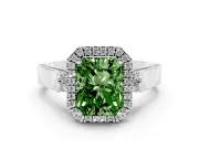 Radiant Cut Halo Engagement Ring Setting for a Fancy Green Lab-Grown Diamond | Pavé Panel Shoulders | Sterling Silver