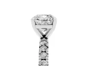 Cushion Cut Diamond Pavé Band Solitaire Set in Silver with Prong Setting
