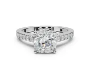 Cushion Cut Pavé Solitaire Engagement Ring Setting | Crossover Gallery | Platinum