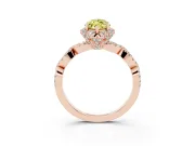 Marquise Milgrain Halo Engagement Ring Setting for a Fancy Yellow Lab-Grown Diamond | Graduated Shoulders | Rose Gold