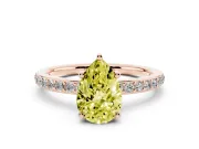 Fancy Yellow Pear Cut Diamond Pavé Band Ring Set in Rose gold with Prong-Set Center Stone