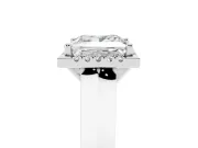 Princess Cut Diamond Halo Ring Set in Platinum with Cathedral Band and Prong Setting