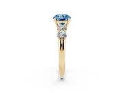 Round 5 Stone Engagement Ring Setting for a Fancy Blue Lab-Grown Diamond | Yellow Gold