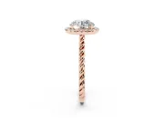 Round Halo Engagement Ring Setting | Twisted Rope Band | Rose Gold