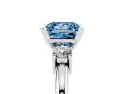 Princess Cut 3 Stone Engagement Ring Setting for a Fancy Blue Lab-Grown Diamond | Sterling Silver - Design NV-24494