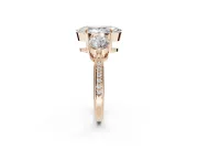 Marquise Three Stone Engagement Ring Setting | Tapered Pave Band | Rose Gold