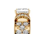 Princess Cut Vintage Milgrain Pave Engagement Ring Setting | Crescent Side Rows | Yellow Gold