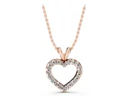 Round Lab-Grown Diamond Pavé Open Heart Pendant Necklace | Split Bail | Rose Gold
