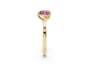 Fancy Pink Heart Cut Diamond Solitaire Ring Set in Yellow gold with Prong Setting and Classic Band