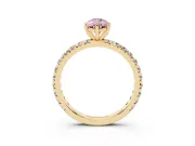 Pear-Shaped Pavé Engagement Ring Setting for a Fancy Pink Lab-Grown Diamond | Yellow Gold