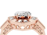 Heart Cut Diamond Milgrain Halo Ring Set in Rose gold with Split Shank
