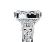 Asscher Cut Halo Engagement Ring Setting for a Fancy Blue Lab-Grown Diamond | Graduated Channel Band | Sterling Silver