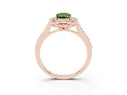 Emerald Cut Petal Tip Halo Engagement Ring Setting for a Fancy Green Lab-Grown Diamond | Pavé Band | Rose Gold