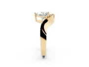 Heart-Shaped Bypass Solitaire Engagement Ring Setting | Pavé Ribbon | Yellow Gold