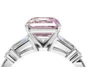 Asscher Cut Tapered Baguette Engagement Ring Setting for a Fancy Pink Lab-Grown Diamond | Sterling Silver