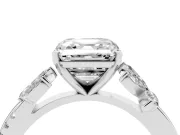 Asscher Cut Floral Vine Engagement Ring Setting | Platinum