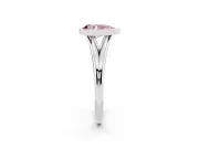 Fancy Pink Bezel Set Pear Cut Diamond Solitaire Ring Set in Platinum with Tapered Band